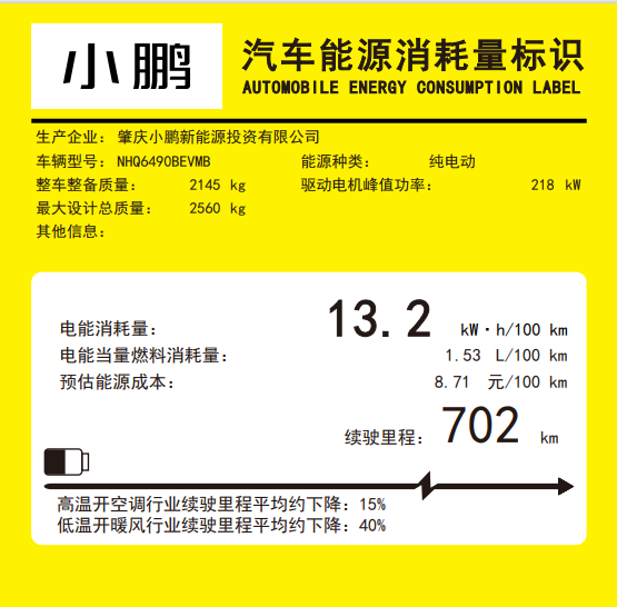 小鹏G7动力参数曝光：配备单电机纯电续航里程702km(图4)